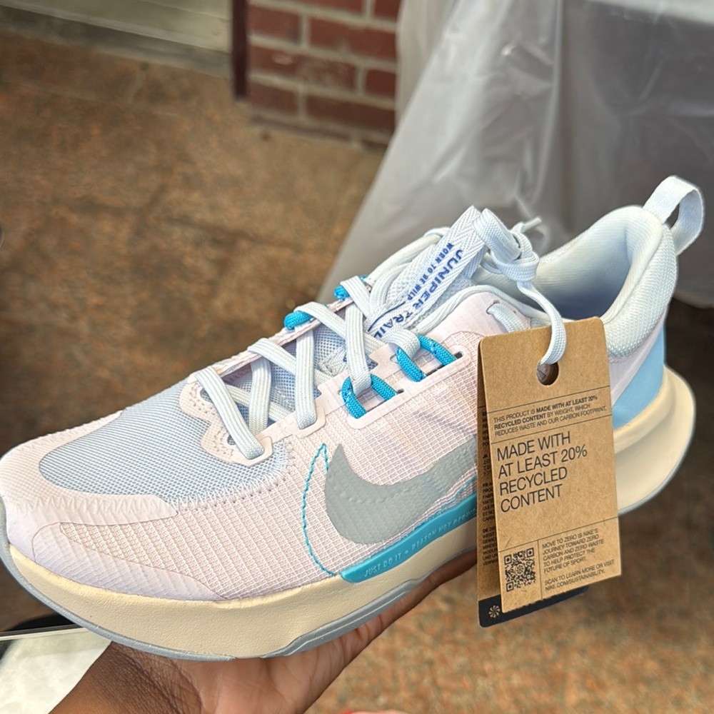 Nike White and Light Blue Running Shoes